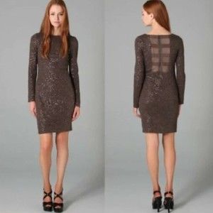 Alice + Olivia Nala Sequined Dress in Chocolate Small